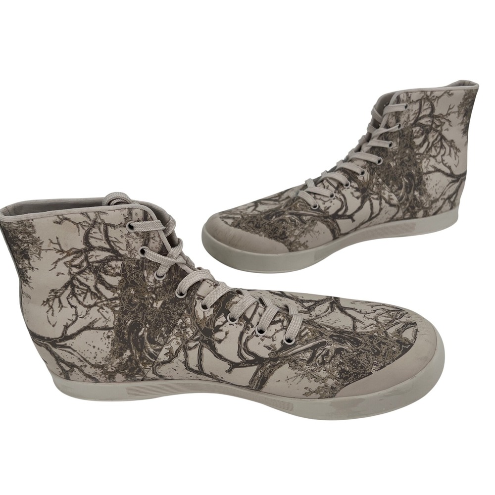 NOBULL Leather HIgh Top Sneakers‎ White Forest Tree Print Size 12